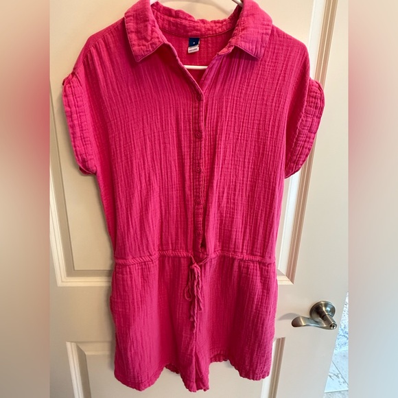 Pink Button-Up Romper - Picture 1 of 5